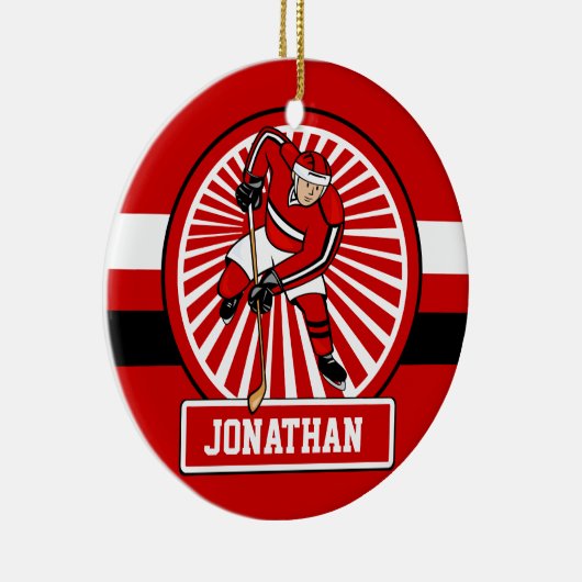 Aangepaste Ice Hockey-speler Keramisch Ornament (Rechts)