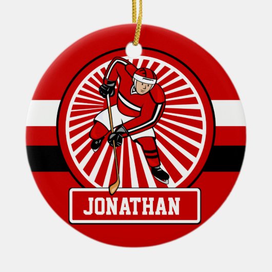 Aangepaste Ice Hockey-speler Keramisch Ornament (Voorkant)