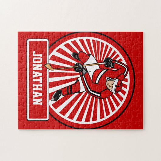 Aangepaste Ice Hockey-speler Legpuzzel (Horizontaal)