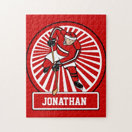 Aangepaste Ice Hockey-speler Legpuzzel (Verticaal)