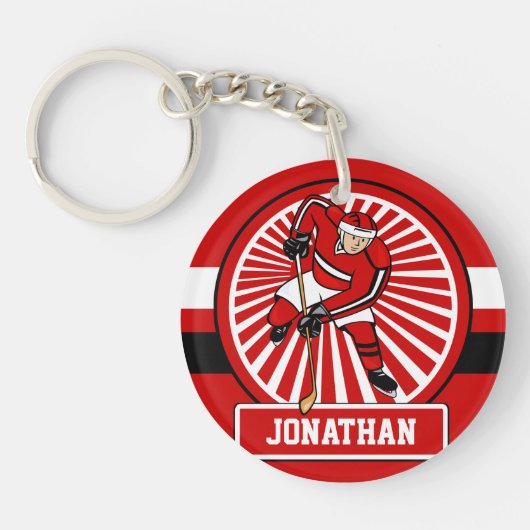 Aangepaste Ice Hockey-speler Sleutelhanger (Voorkant)