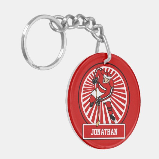 Aangepaste Ice Hockey-speler Sleutelhanger (Voorkant Links)