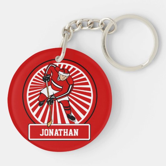Aangepaste Ice Hockey-speler Sleutelhanger (Achterkant)