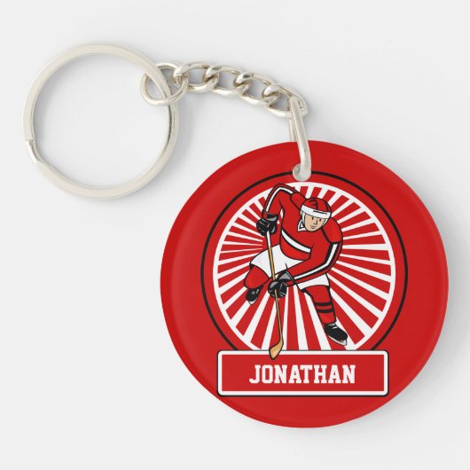 Aangepaste Ice Hockey-speler Sleutelhanger (Voorkant)