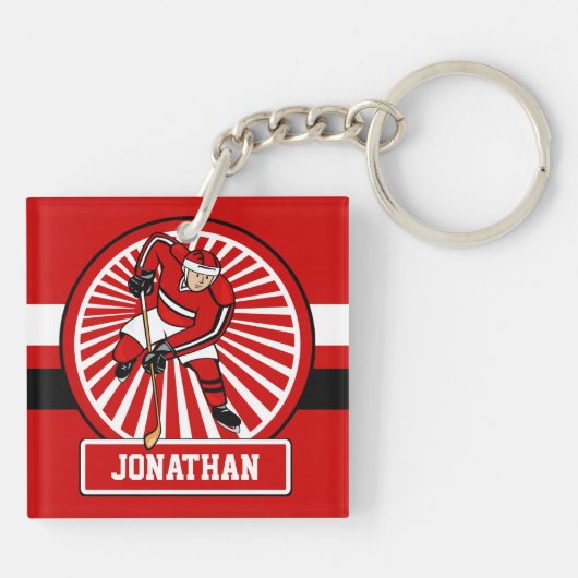 Aangepaste Ice Hockey-speler Sleutelhanger (Achterkant)