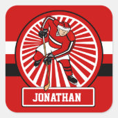 Aangepaste Ice Hockey-speler Vierkante Sticker (Voorkant)