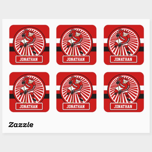Aangepaste Ice Hockey-speler Vierkante Sticker (Vel)