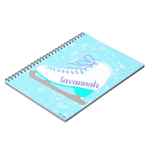 Aangepaste Ice Schaats Blue Sneeuwafbeelding Notitieboek (Linkerzijde)
