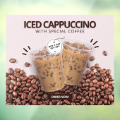 Aangepaste Iced Cappuccino Donut Coffee Shop Promo Raamsticker (Vel 3)