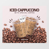 Aangepaste Iced Cappuccino Donut Coffee Shop Promo Raamsticker (Vel)