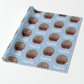 Aangepaste Icy Blue Prettig Kerstmis Eén Cirkel Fo Cadeaupapier (Uitgerold)