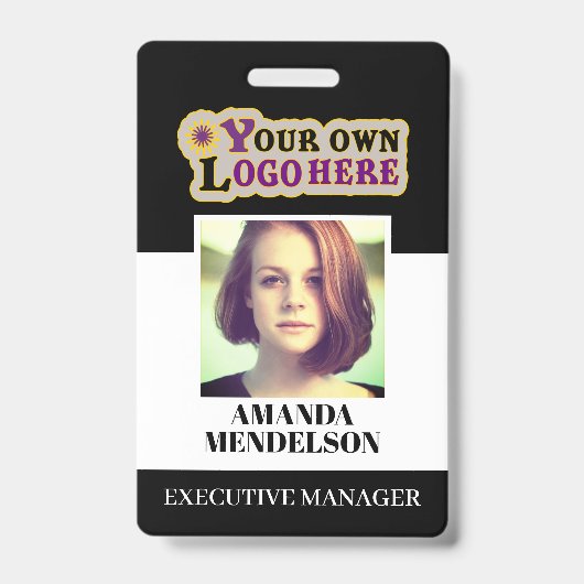 Aangepaste ID-badge met streepjescodefoto en logo Badge (Voorkant)