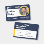 Aangepaste ID-badge voor leraren met school logo - Badge (Voor- en achterkant)