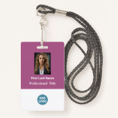 Aangepaste ID-badge voor werknemers - naam, foto,  Badge (Voorkant met draagriem)