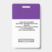 Aangepaste ID-badge voor werknemers - naam, foto,  Badge (Achterkant)