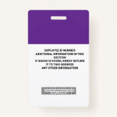 Aangepaste ID-badge voor werknemers - naam, foto,  Badge (Achterkant)