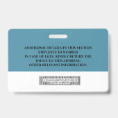 Aangepaste ID-badge voor werknemers - naam, foto,  Badge (Achterkant)