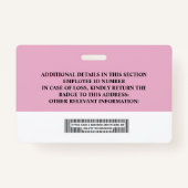 Aangepaste ID-badge voor werknemers - naam, foto, Badge (Achterkant)