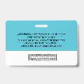 Aangepaste ID-badge voor werknemers - naam, foto,  Badge (Achterkant)