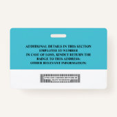 Aangepaste ID-badge voor werknemers - naam, foto, Badge (Achterkant)