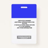 Aangepaste ID-badge voor werknemers - naam, foto, Badge (Achterkant)