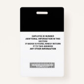Aangepaste ID-badge voor werknemers - naam, foto,  Badge (Achterkant)