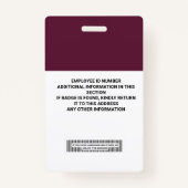 Aangepaste ID-badge voor werknemers - naam, foto, Badge (Achterkant)