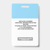 Aangepaste ID-badge voor werknemers - naam, foto,  Badge (Achterkant)