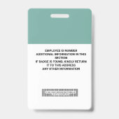 Aangepaste ID-badge voor werknemers - naam, foto,  Badge (Achterkant)