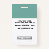 Aangepaste ID-badge voor werknemers - naam, foto,  Badge (Achterkant)