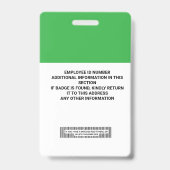 Aangepaste ID-badge voor werknemers - naam, foto, Badge (Achterkant)