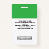 Aangepaste ID-badge voor werknemers - naam, foto, Badge (Achterkant)