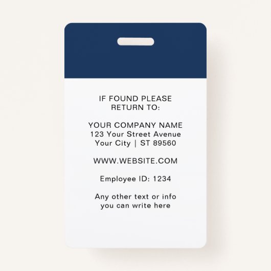 Aangepaste ID-badge – werknemer foto, Logo, barcod Badge (Achterkant)