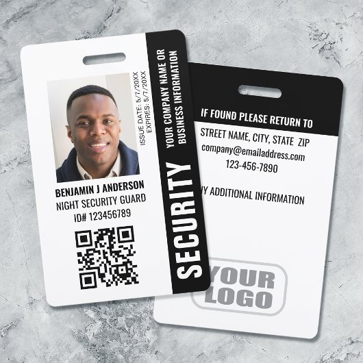 Aangepaste ID Beveiligingsbeambte QR-code Foto Naa Badge