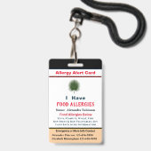 Aangepaste ID Identificatie Allergieën Waarschuwin Badge (Voorzijde met lanyard)
