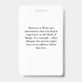 Aangepaste ID-identificatie Kind Adult Foto Badge (Achterkant)