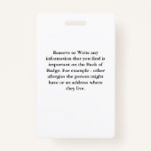 Aangepaste ID-identificatie Kind Adult Foto Badge (Achterkant)