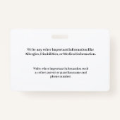 Aangepaste ID-kaart Kindermeisje Badge (Achterkant)