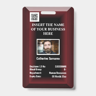 Aangepaste ID-kaart voor werknemers Foto-logo roo Badge
