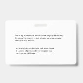 Aangepaste ID medewerker-ID Identificatiedag foto- Badge (Achterkant)