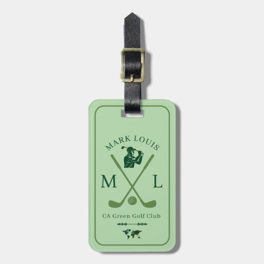 Aangepaste ID Sage Green Label voor Golfers Bagagelabel (Voorkant verticaal)