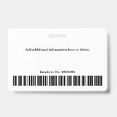 Aangepaste ID werknemer Foto naam Badge (Achterkant)