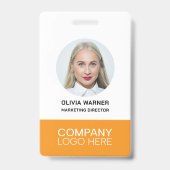 Aangepaste ID Werknemer Foto QR CODE LOGO ORANJE Badge (Voorzijde)