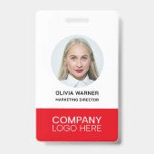 Aangepaste ID Werknemer Foto QR CODE LOGO ROOD Badge (Voorzijde)
