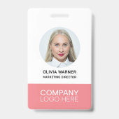 Aangepaste ID Werknemer Foto QR CODE LOGO ROZE Badge (Voorzijde)