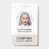 Aangepaste ID Werknemersfoto QR CODE LOGO BEIGE Badge (Voorzijde)
