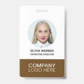Aangepaste ID Werknemersfoto QR CODE LOGO BRUIN Badge (Voorzijde)