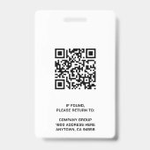 Aangepaste ID Werknemersfoto QR CODE LOGO LICHTBLA Badge (Achterkant)