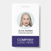 Aangepaste ID Werknemersfoto QR CODE LOGO NAVY BLU Badge (Voorzijde)