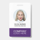 Aangepaste ID Werknemersfoto QR CODE LOGO PURPER Badge (Voorzijde)